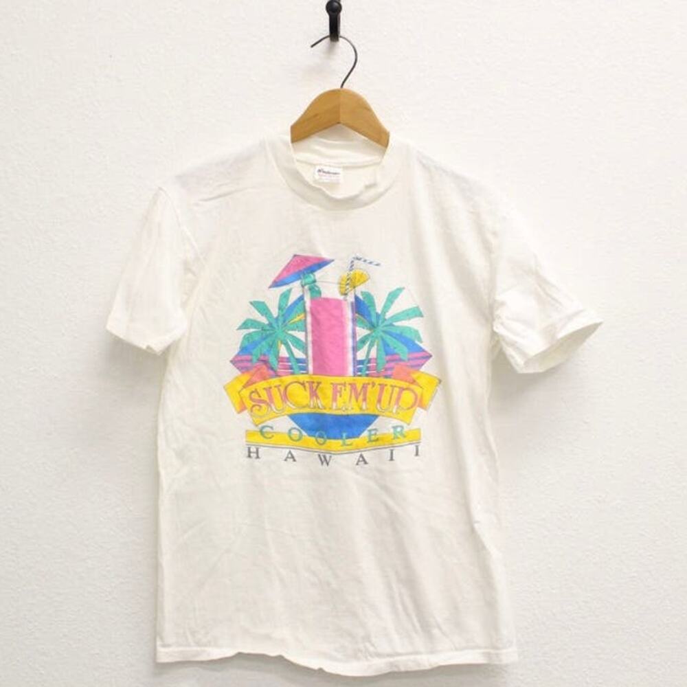 Vintage Cocktail Suck Em Up Hawaii T Shirt Medium